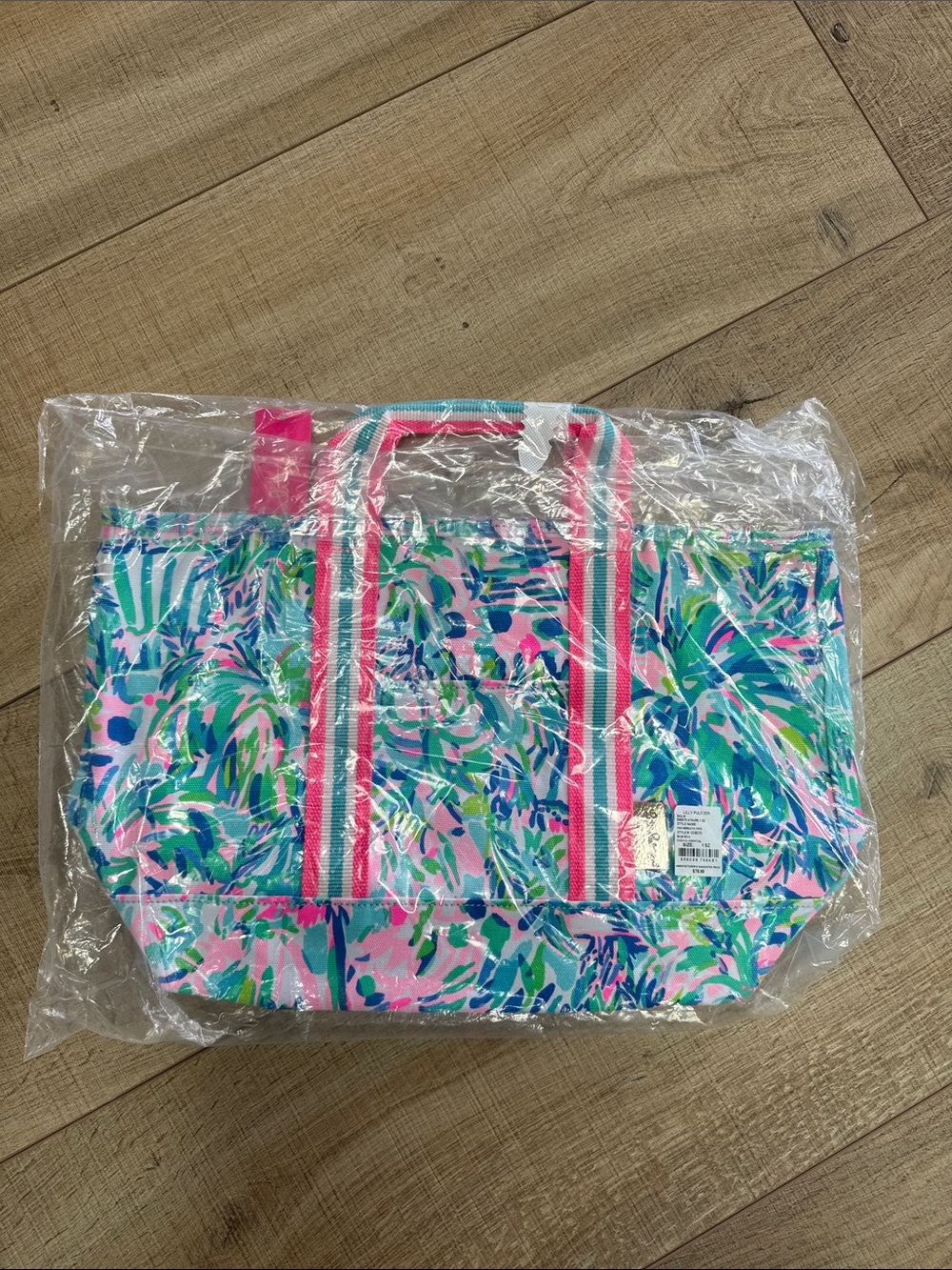 Lilly Pulitzer Multicolor Tropical Print Tote with Pink Trim